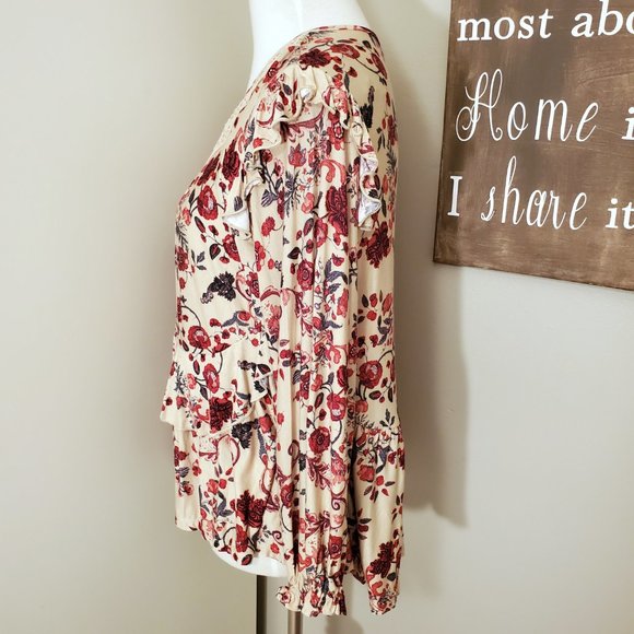 Vintage America "Lois" Floral Ruffled Boho Top - Picture 4 of 7